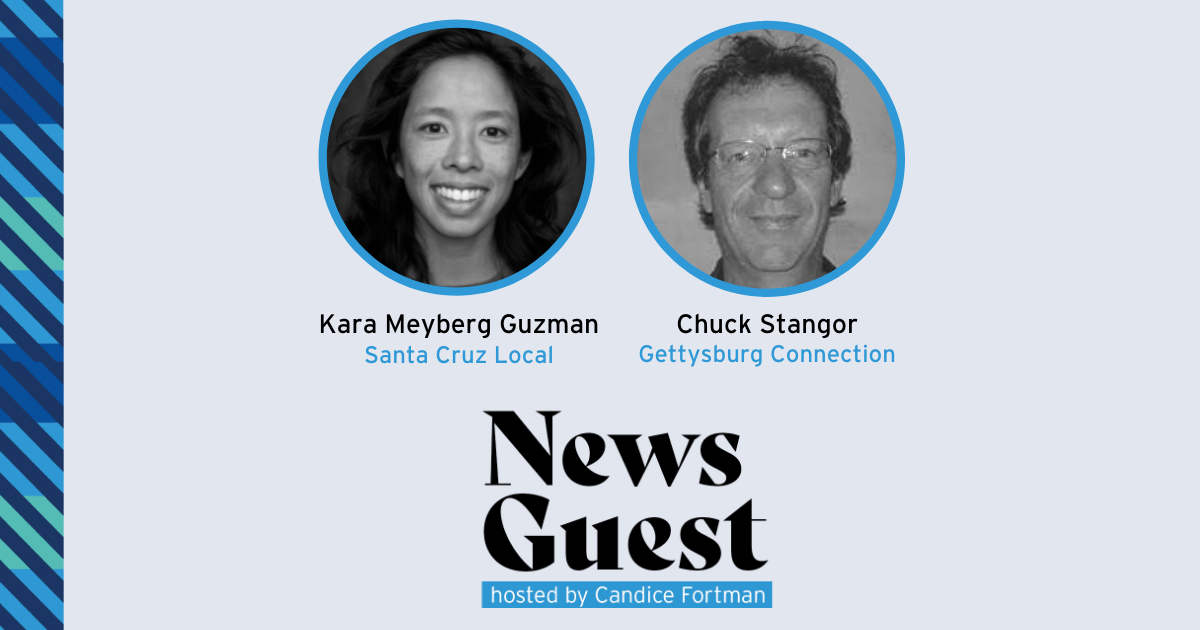 Photos of Kara Meyberg Guzman and Chuck Stangor, the guests on this episode of News Guest