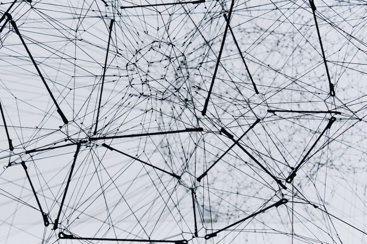 Photo showing a web of connected lines