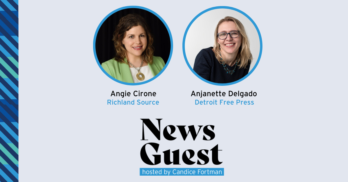 News Guest graphic with photos of Angie Cirone and Anjanette Delgado